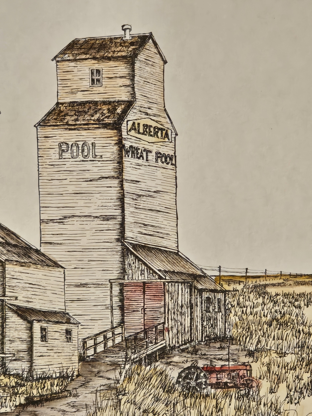 Vintage Stuart Oldale Signed Limited Edition Print - Alberta Wheat Pool Grain El
